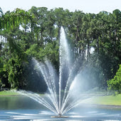Vertex Vertical TriTier Floating Pond Fountain On The Water On A Sunny Day