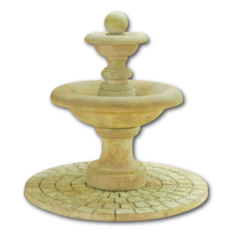 Villa Santini Two Tier Fountain with Ball Finial With Plain White Background