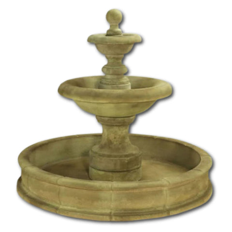 Villa Santini Two Tier Pond Fountain Short With Plain White Background