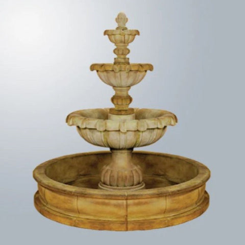 Vistamar Three Tier Pond Fountain With Gray Gradient Background