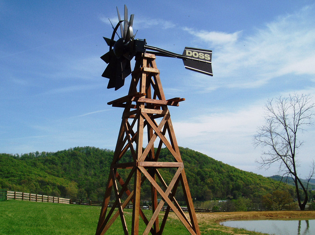 Outdoor Water Solutions 16′ Powder Coated Wood Aeration Windmill – 4-Legged