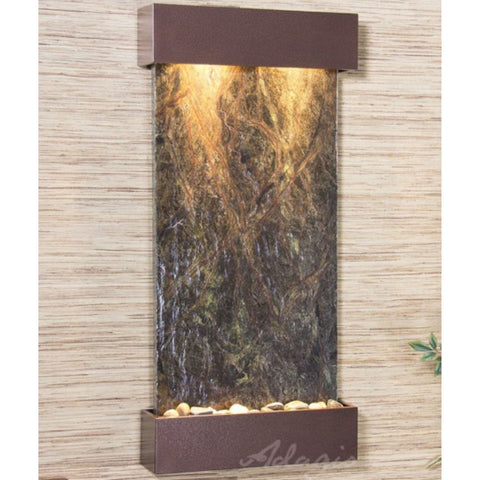 Whispering Creek Indoor Wall Fountain Rainforest Green Marble Copper Vein White