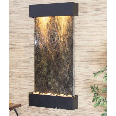 Whispering Creek Indoor Wall Fountain Rainforest Green Marble Textured Black White