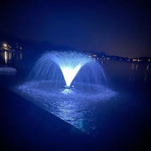 White LED Light Kit Features Nighttime View With Glowing Blue Lighting On Lake