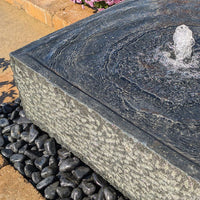 Thumbnail for Yoshida Square Stone Fountain On Black Pebbles Bottom Left Corner View