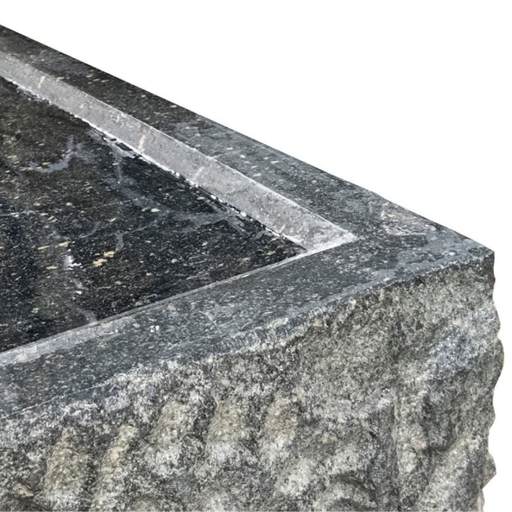 Yoshida Square Stone Fountain Rough Edge Close Up