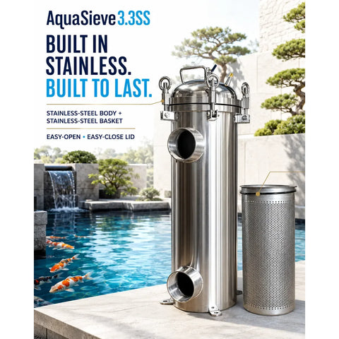 AquaSieve 3.3 SS three inch stainless steel pond prefilter