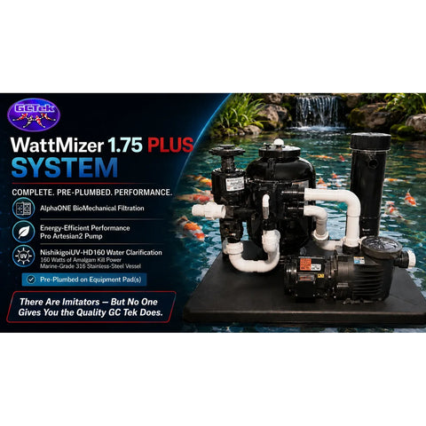 GC Tek WattMizer PLUS 1.75 pond filter system pre-plumbed on equipment pad